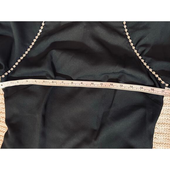 NWOT IEENA for Mac Duggal Black Long Sleeve Gown with Rhinestone Detailing US 8 - Picture 7 of 12